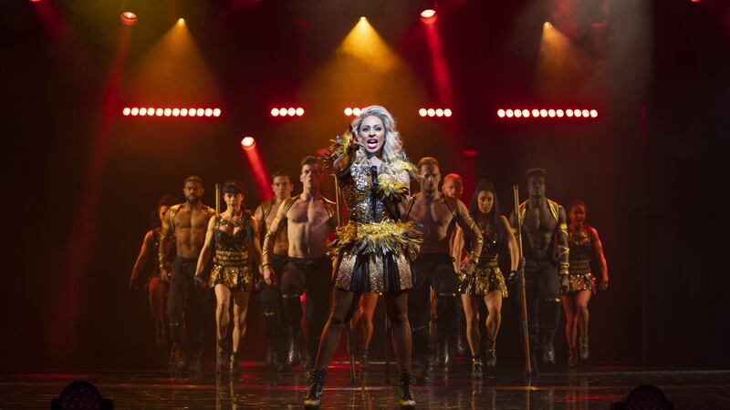 Alexandra Burke on stage in The Bodyguard.