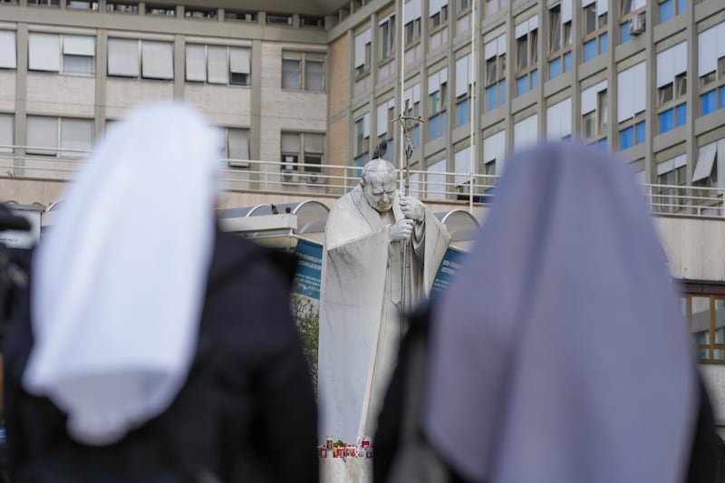 The hospital in Rome has seen a steady stream of wellwishers. Photograph: AP