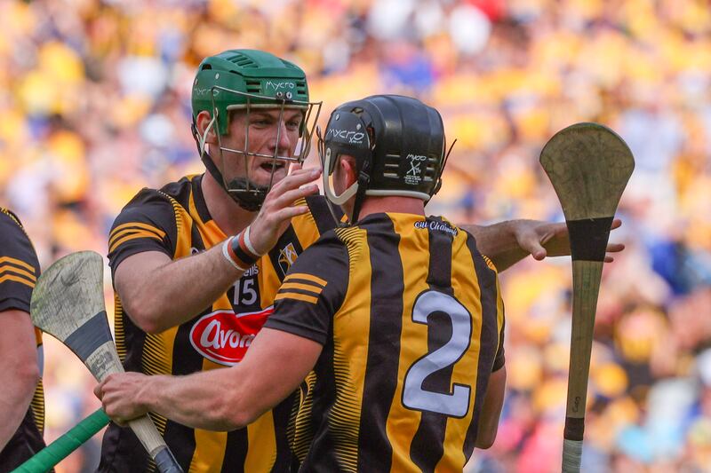 GAA Hurling All-Ireland Senior Championship Semi-Final, Croke Park, Dublin 9/7/2023 
Clare vs Kilkenny
Kilkenny's Eoin Cody and Mikey Butler celebrate at the final whistle 
Mandatory Credit ©INPHO/Bryan Keane