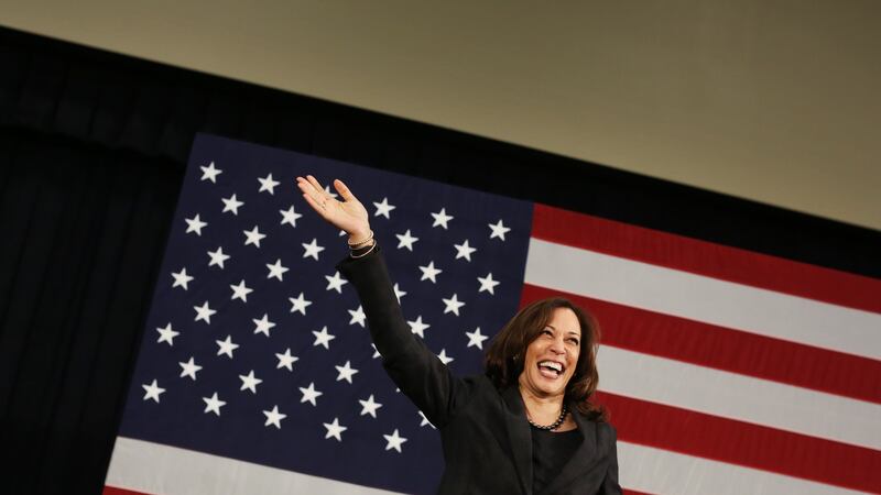 Kamala Harris cites her record as a prosecutor as proof she can ‘fight’ Trump. Pictured in North Charleston in South Carolina. Photograph: Travis Dove/The New York Time