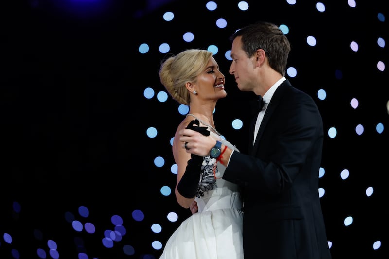 Ivanka Trump, in Givenchy, and Jared Kushner dance at the Liberty Ball. Photograph: Anna Moneymaker/Getty Images/Bloomberg