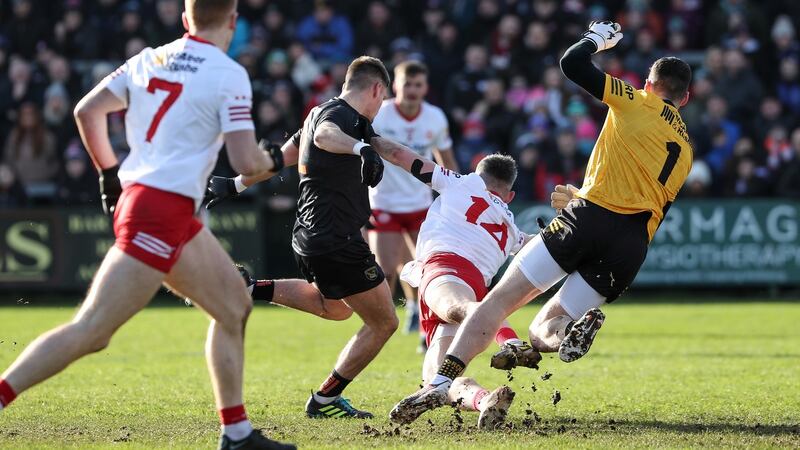 Armagh’s Greg McCabe scores a goal in his side’s win over Tyrone. Photograph: Philip Magowan/Inpho