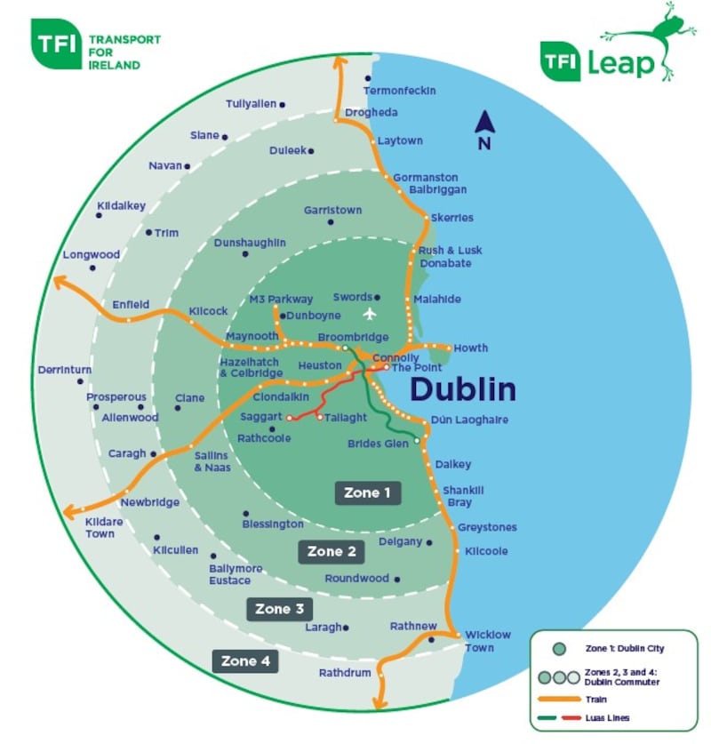 Irish Rail fare changes and new ‘Dublin commuter zone’ to take effect from Monday