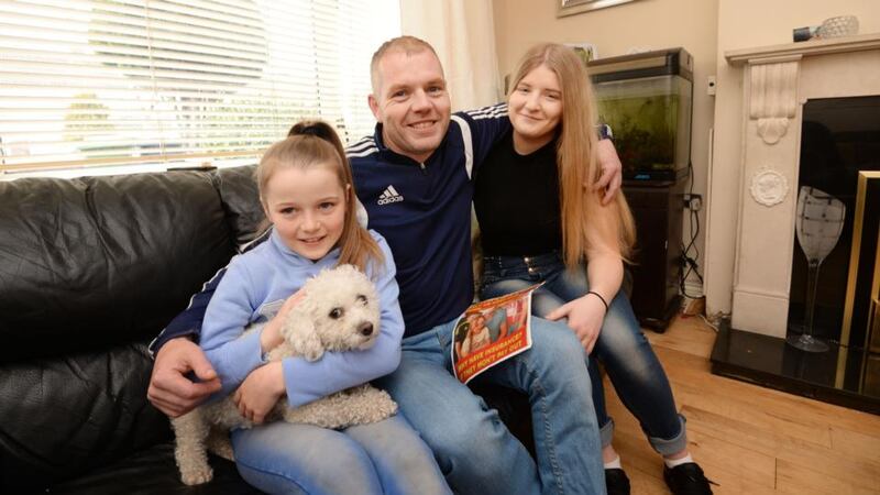 Daniel O’Connor with his daughters, Stacy and Sophie, at their home in Tallaght. Photograph: Alan Betson