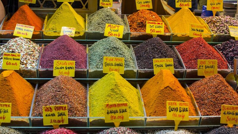 Inside the Spice Bazaar in Istanbul, Turkey.