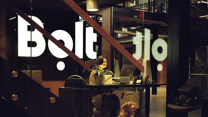 The reception area of Bolt, a ride-hailing company in Tallinn, Estonia. Photograph: Maxim Mjödov/The New York Times