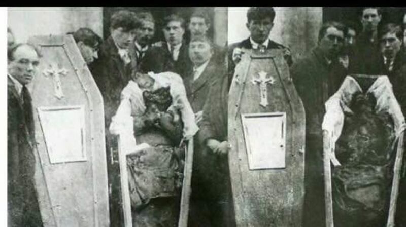 The  mutilated corpses of the Loughnane brothers, Patrick and Harry, one of the most enduring and macabre images of the War of Independence era.