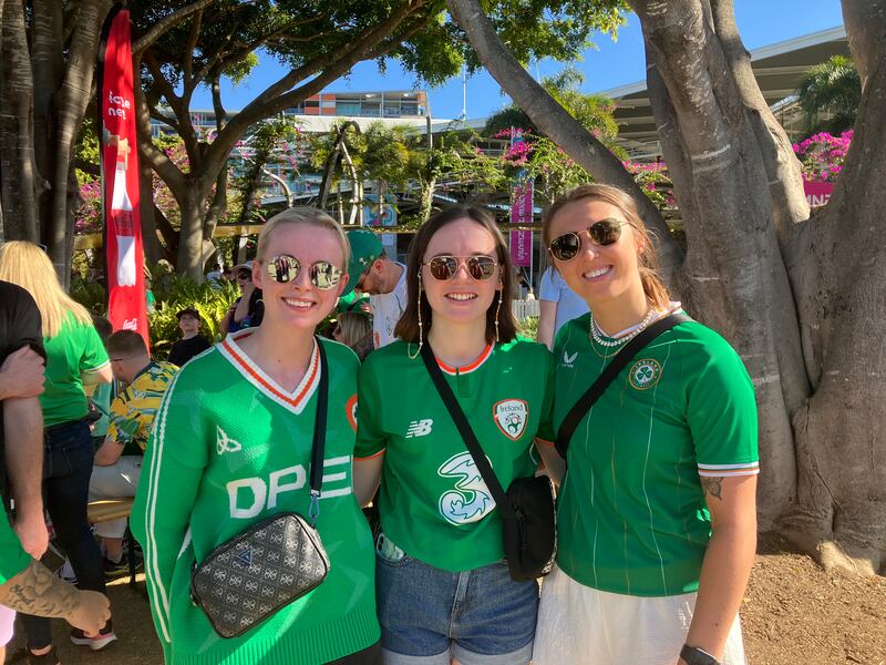 Amber Kenny, Lauren Keane and Nicole Bennet met playing football and travelled over to the Women's World Cup. Photograph: Kate McDonald