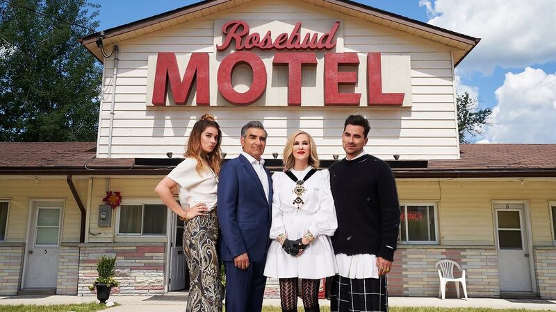 Annie Murphy, Eugene Levy, Catherine O’Hara and Dan Levy in Schitt’s Creek