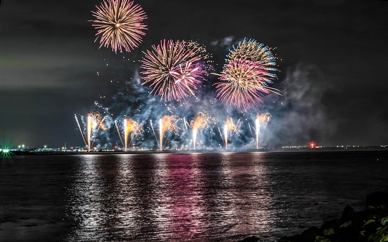 The NYF Dublin Fireworks Spectacular, as seen from Dún Laoghaire Harbour. Photograph: Allen Kiely