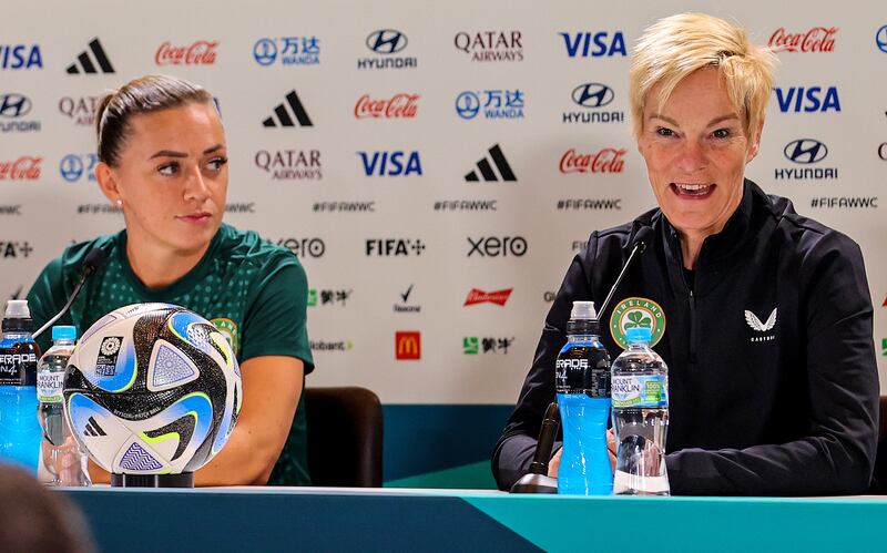 Vera Pauw made her captain Katie McCabe sit through a 40-minute press conference the day before their final warm-up game against France, while Pauw took question after question and hogged the focus of the build-up. Photograph: Ryan Byrne/Inpho