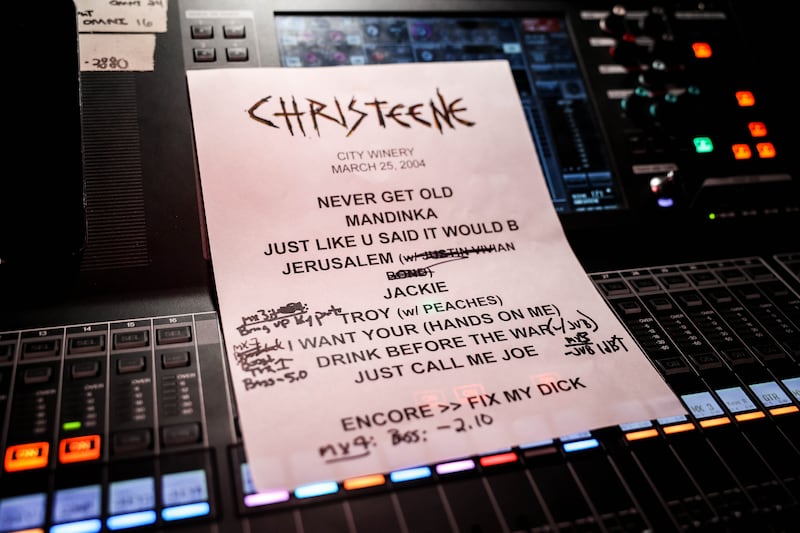 The Lion the Witch and the Cobra: set list for Christeene's performance at City Winery, New York. Photograph: Ehud Lazin