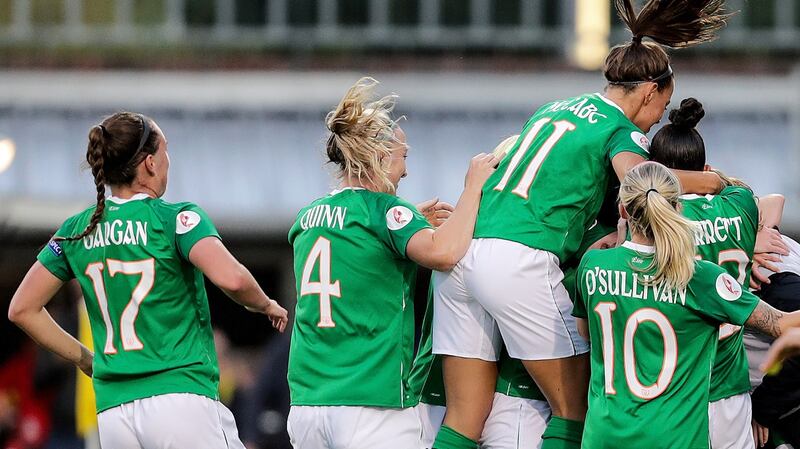 Ireland’s women’s team began their Euro 2021 qualifying campaign with a 2-0 win over Montenegro. Photo: Laszlo Geczo/Inpho