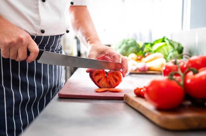 John Dunne, executive head chef with Donnybrook Fair, preparing ingredients for new recipes in the development kitchen in Dublin