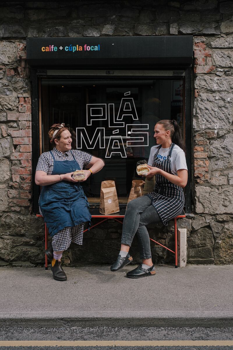 Jess Murphy (left) and head baker Molly Fitzpatrick at Plámás cafe in Galway's West End. Photograph: Ciarán MacChoncarraige