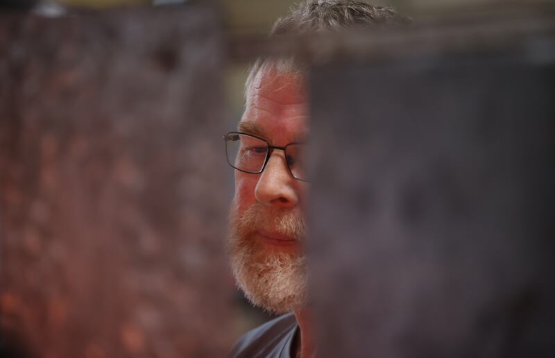 James Long at work in Jerpoint Glass Studios in County Kilkenny.