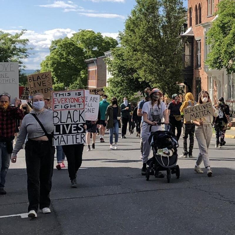 Niall O’Donnell attended a peaceful march in Hudson, New York, on Sunday