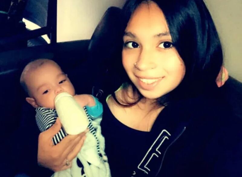 Alissa Parraz and her baby, Nycholas, who were killed along with relatives in Goshen, California. Photograph: handout via the New York Times