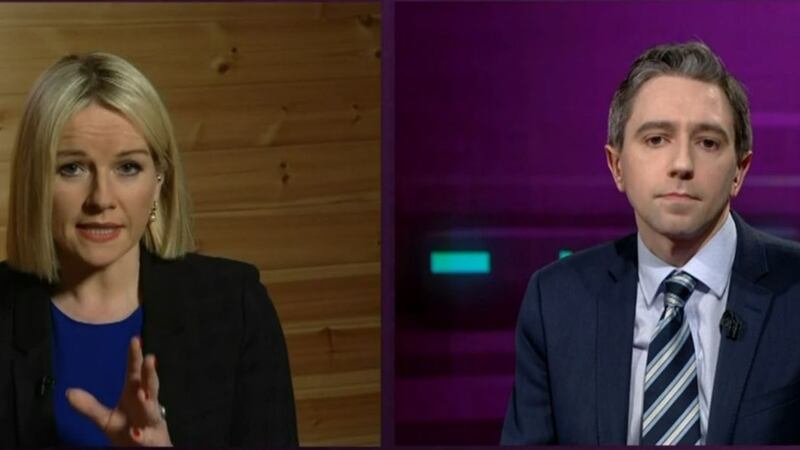 Claire Byrne interviews Minister for Health on Monday night. Photograph: RTÉ