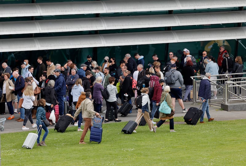 Queues outside Terminal 2 at Dublin Airport. 