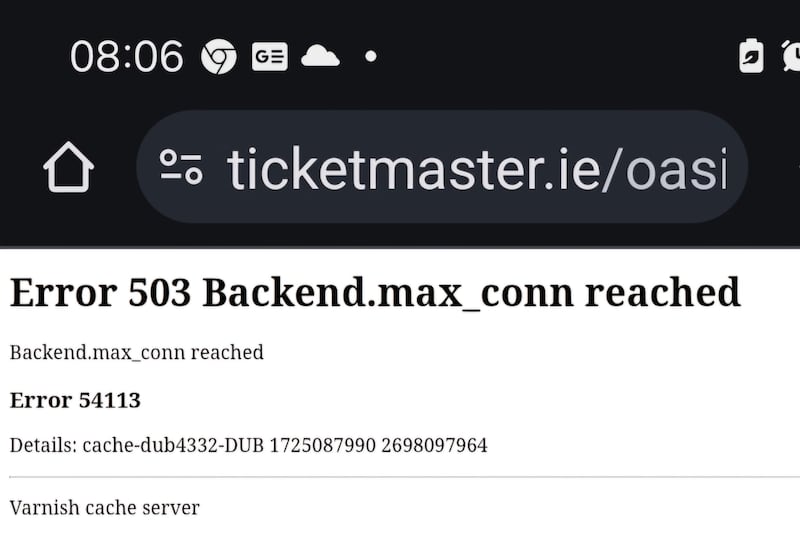 Oasis ticket sale errors and queue on Saturday morning August 31st