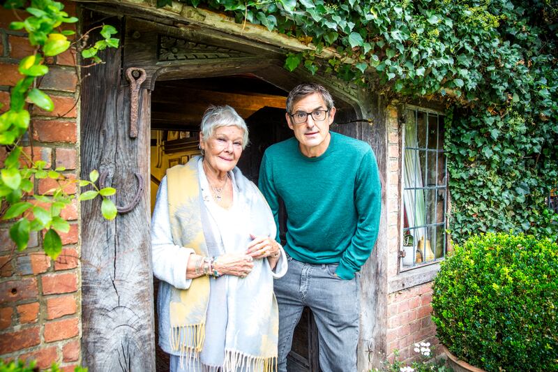 Judi Dench and Louis Theroux at her home in Surrey. Photograph: Ryan McNamara