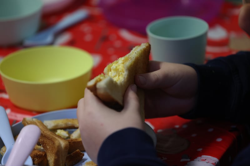 Pupils enjoy scrambled egg on toast at St Francis Senior National School. Photograph: Bryan O’Brien

