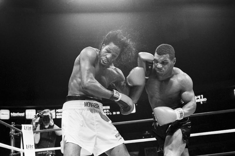 Mike Tyson in action against Mitch Green in 1986 when Tyson was in his prime and the undefeated world heavyweight champion with a record of 21 wins and no losses, 19 of them by knock out. Photograph: Bettman Archive