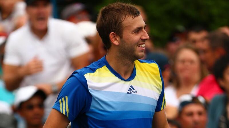 Birmingham’s Dan Evans his win over  Kei Nishikori of Japan during their first round match on Day One of the 2013 US Open. Photograph:  Dan Istitene/Getty Images