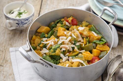 Spiced chickpea, sweet potato and spinach stew