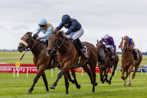 Wayne Lordan enjoys much better Irish Derby day with Railway Stakes success on Henri Matisse