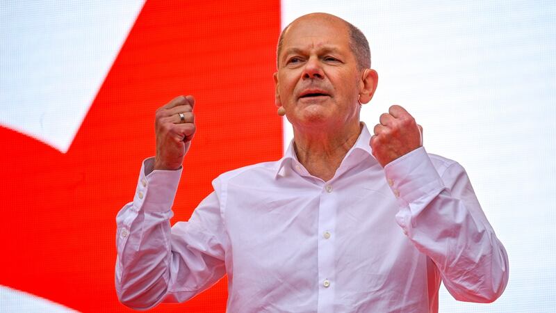 SPD chancellor candidate Olaf Scholz. Photograph: Sascha Schuermann/Pool/EPA