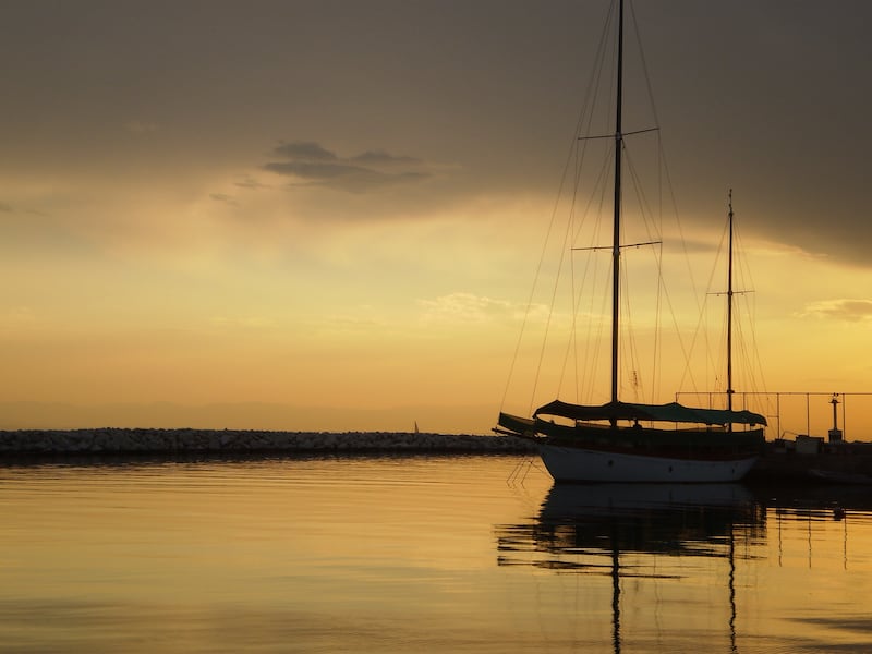 sailboats during sunset, Kalamaria, Greece