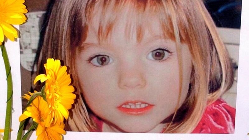 A poster of three-year-old Madeleine McCann, a British girl who went missing in 2007 while on holiday with her parents in Praia da Luz, in Lagos, Portugal. Photograph: Luis Forra/EPA