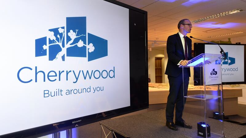 Minister for Housing Simon Coveney at the launch of the plans for Cherrywood town centre. Photograph: Cyril Byrne