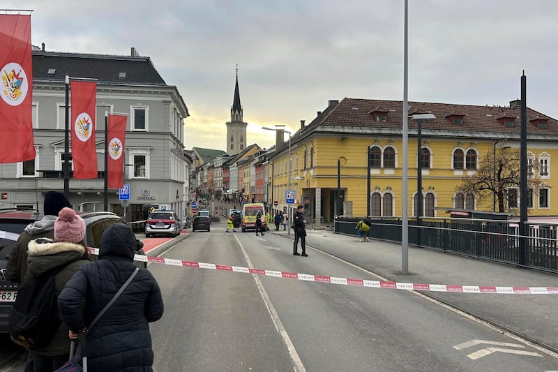 The scene of the stabbing in Villach. Photograph: Wiesflecker/Kleine Zeitung/AP