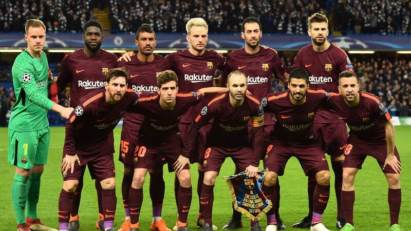 The Barcelona team who drew in London on Tuesday is largely made up with players who came through the club ranks. Photograph: Getty Images