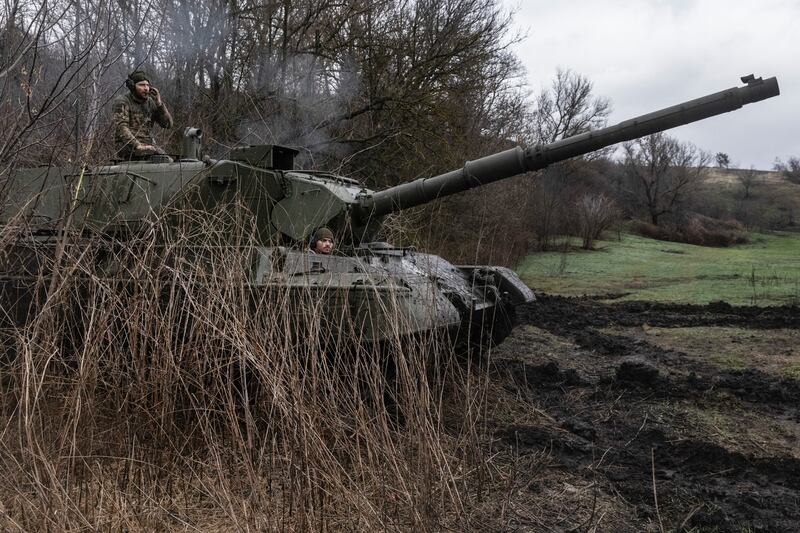 Ukrainian soldiers test fire a Nato-provided Leopard tank in the Kharkiv region of Ukraine on December 3rd. Photograph: David Guttenfelder/The New York Times