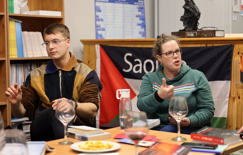 Jason Niland and Ruth Ní Shiadhail during a meeting of Loughrea Irish Language Book Club. Ní Shiadhail feels the Greens are 'too city based'. Photograph: Joe O'Shaughnessy