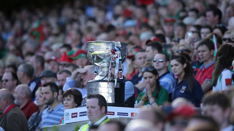 The All-Ireland senior football championship trophy is named after Sam Maguire. Photograph: Morgan Treacy/Inpho