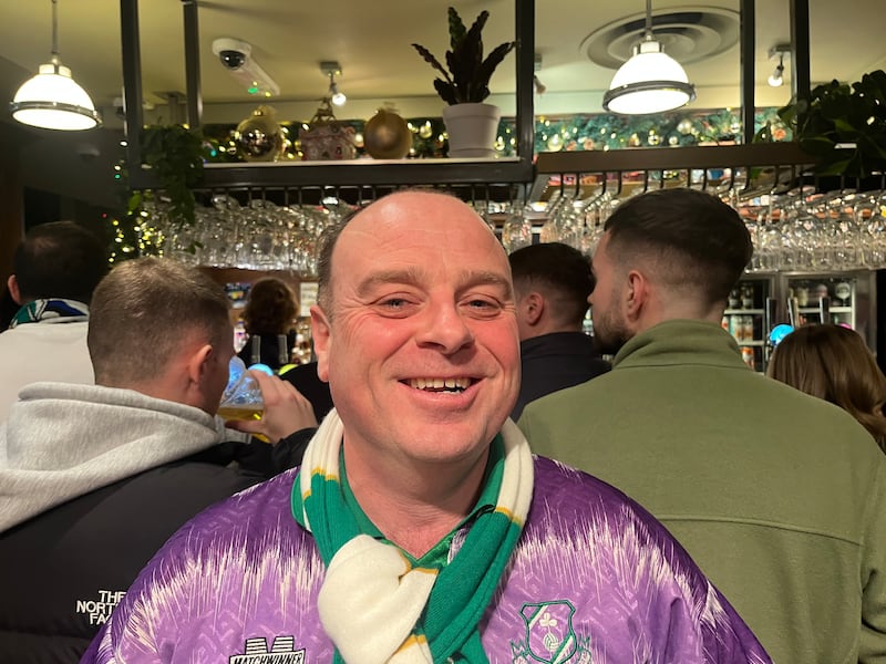 Shamrock Rovers fan Stuart Wilson at The Rocket pub in Putney Bridge, ahead of the clash with Chelsea