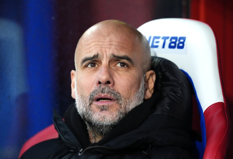 Manchester City manager Pep Guardiola. His team face Manchester United in Sunday's derby at the Etihad. Photograph: Adam Davy/PA Wire