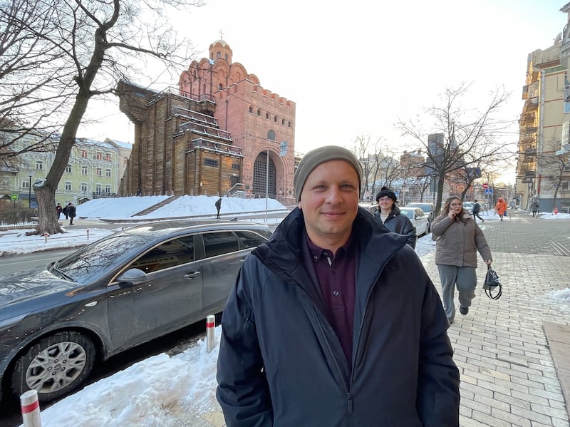 Yaroslav Honchar, chief executive of Ukraine's Aerorozvidka (Aerial Reconnaissance) group, which was involved in the defence of Kyiv region in February-March 2022 using drones and other technology. Photograph: Daniel McLaughlin