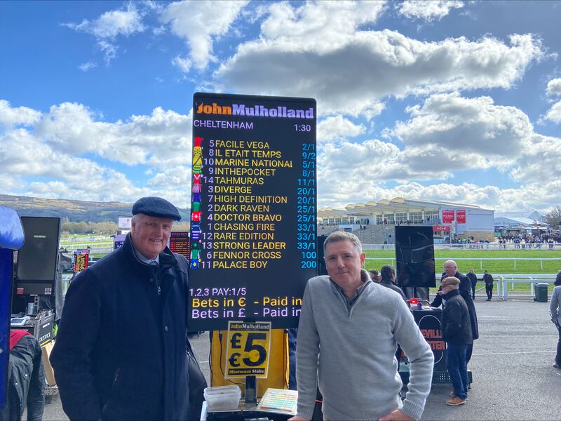 Eddie Mulholland (right) from Galway says "it’s next to impossible" to get a on-course licence in the UK now, "there’s so much red tape, so much paperwork that has to be done". Photograph: Nathan Johns