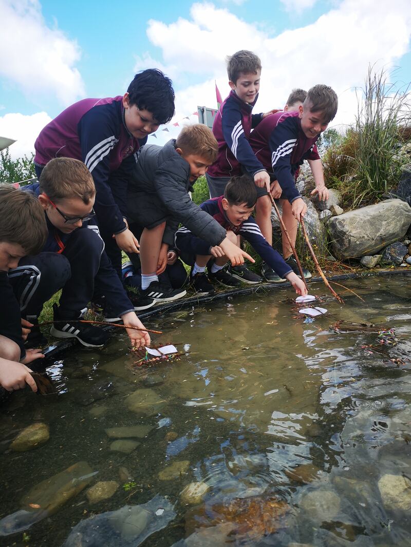 Pupils from Scoil Phádraig Cúil an tSúdaire in Portarlington, Co Laois