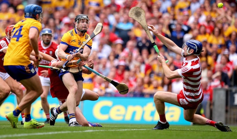 Clare’s Tony Kelly scores an unforgettable goal for his side in the All-Ireland final win over Cork at Croke Park. Photograph: Ryan Byrne/Inpho 