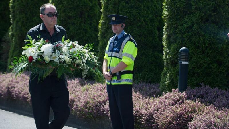 Mourner Tom Lawlor (left) at the funeral of former Republican Sinn Féin leader Ruairí Ó Brádaigh at the Sacred Heart Church, Roscommon, before his burial at to St Coman’s Cemetery. Photograph: Barry Cronin/PA Wire