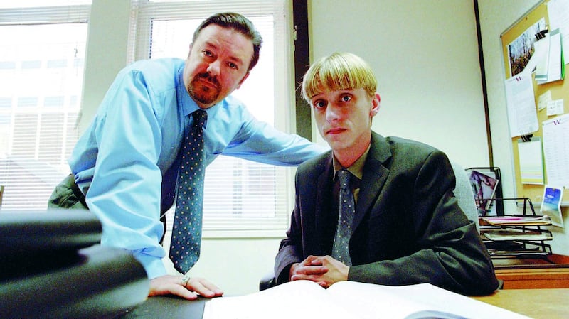 Ricky Gervais and Mackenzie Crook in The Office