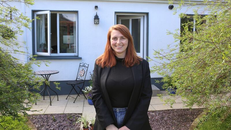 Lorraine Higgins who moved from Dublin to Galway. ‘I was hoping to buy or build but I have given up. It is heartbreaking. All I could afford on my salary is a log cabin,’ she says. Photograph:  Joe O’Shaughnessy