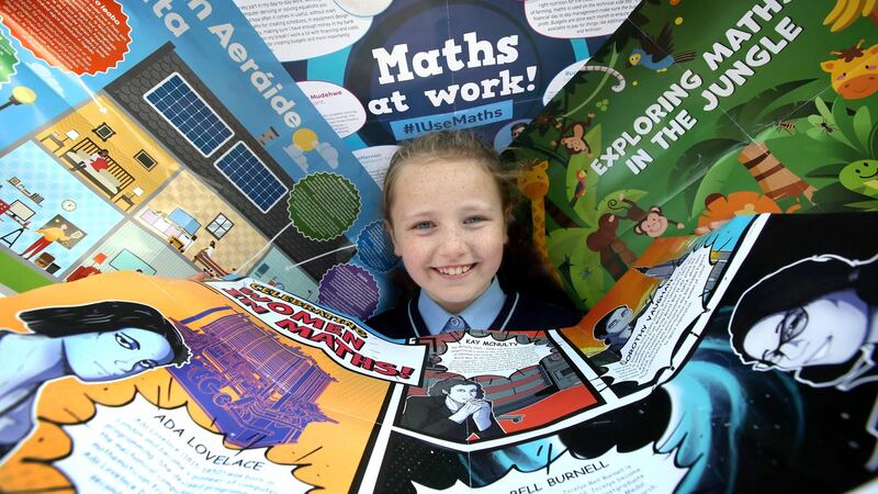 It all adds up: At the launch of Maths Week 2021 is pupil Toni Martin (8) from Scoil Chaoimhín, Marlborough Street, Dublin. Photograph:  Mark Stedman